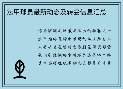 法甲球员最新动态及转会信息汇总